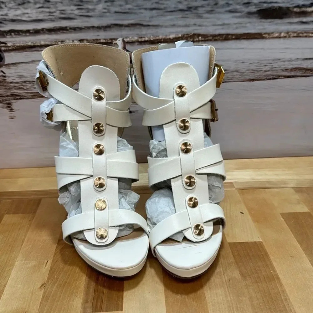 Scene Weaver White Strappy Heels NIB SZ 8